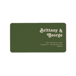 Étiquette Retro Vibe Olive Green Wedding RSVP Adresse de ret