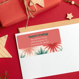 Étiquette Retro Vintage Noël Floral Aquarelle Retour