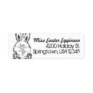 Étiquette Return Address Label, Retro Easter Bunny Grungy