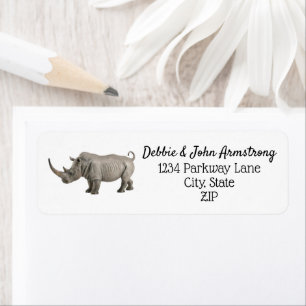 Étiquette Rhinoceros Illustration Rhino Adresse de retour