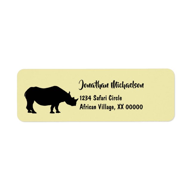 Étiquette Rhinoceros Silhouette Personnalisé (Devant)