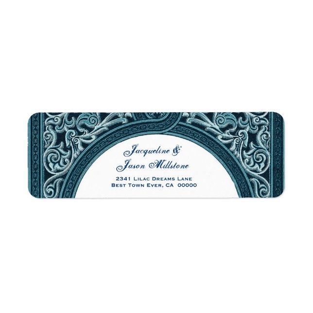 Étiquette RICH BLUE Floral Arch Mariage Adresse (Devant)