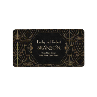 Étiquette Roaring 20s Great Gatsby Art Deco Wedding Address
