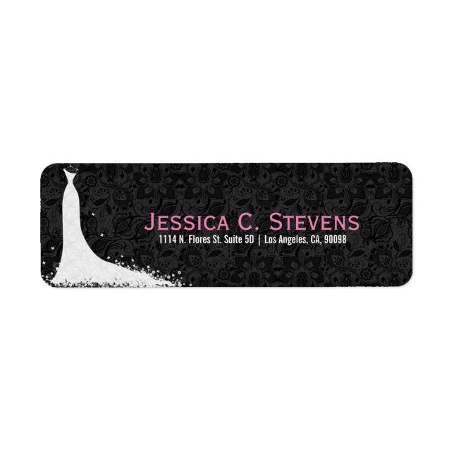 Étiquette Robe Mariage Dentelle Noire Et Blanc Design 2 (Devant)