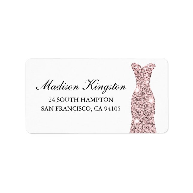Étiquette Robe rose gold paillettes anniversaire ou mariage (Devant)