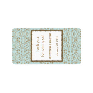 Étiquette Robin Oeuf Bleu Or Mariage damassé Lip Balm Étique