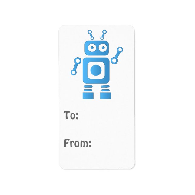 Étiquette Robot rétro bleu (Devant)