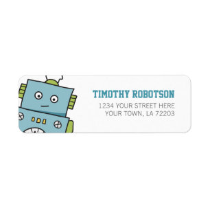 Étiquette Robot tiré par la main bleu mignon
