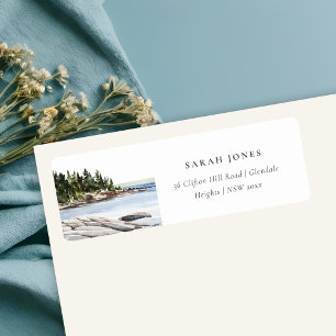 Étiquette Rocheuse Pine Mountain Watercolor Adresse maritime