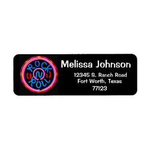 Étiquette Rock n Roll Music Neon Sign Look Retour Adresse