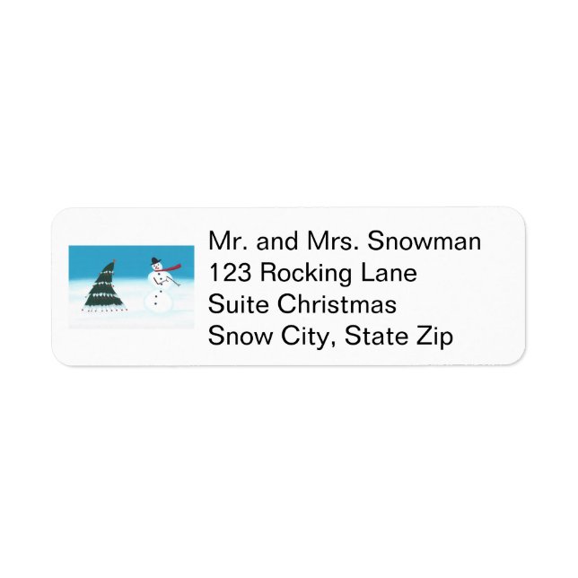 Étiquette Rocking Snowman and Tree Christmas Address Labels (Devant)