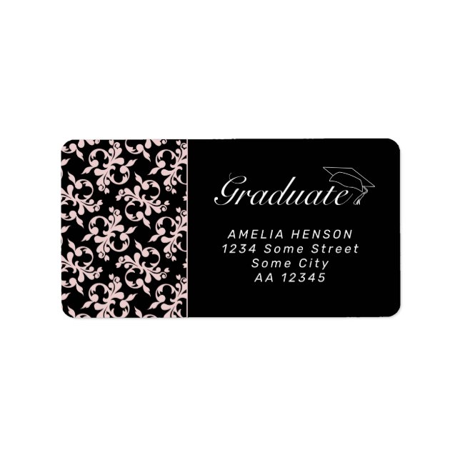 Étiquette Rococo Pink Graduate Photo Graduate Adresse Labe (Devant)