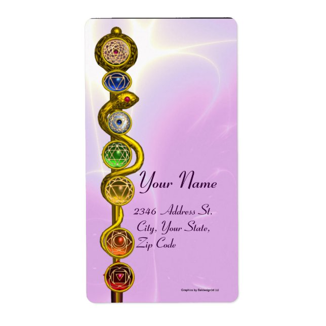 ÉTIQUETTE RODE D'ASCLEPIUS AVEC 7 CHAKRAS, ÉNERGIE SPIRITUEL (Devant)