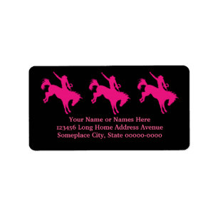 Étiquette Rodéo Rose Chaud Cheval équitation Pays Cowgirl Ar