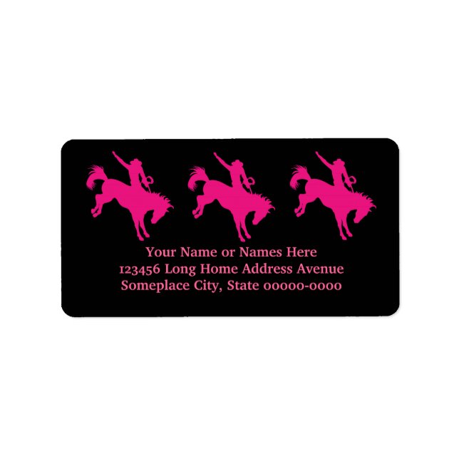 Étiquette Rodéo Rose Chaud Cheval équitation Pays Cowgirl Ar (Devant)
