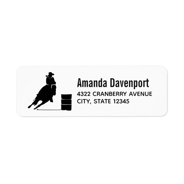 Étiquette Rodéo Thème Cowgirl Barrel Racing Silhouette Étiqu (Devant)