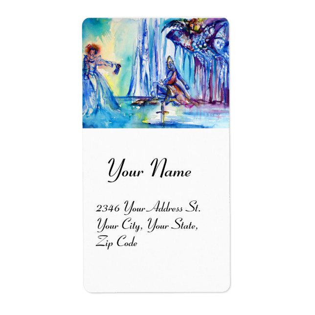 ÉTIQUETTE ROI ARTHUR, DAME DU LAC ET EXCALIBUR (Devant)