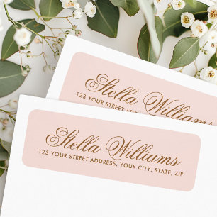 Étiquette Romantic blush pink calligraphy script address