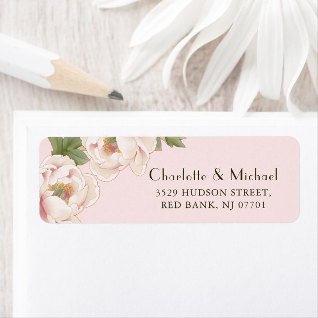 Étiquette Romantic Blush Pink Mariage Retour Adresse (En situation)