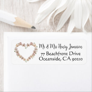 Étiquette ROMANTIC Heart Classy Mariage Adresse de retour La