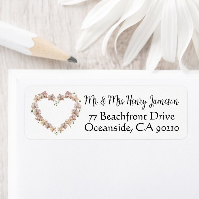Étiquette ROMANTIC Heart Classy Mariage Adresse de retour La (En situation)