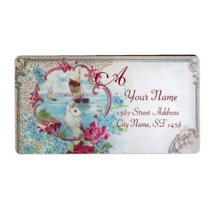 ÉTIQUETTE ROMANTICA, DOVE, FLORAL PLAGE MARIAGE MONOGRAMME B