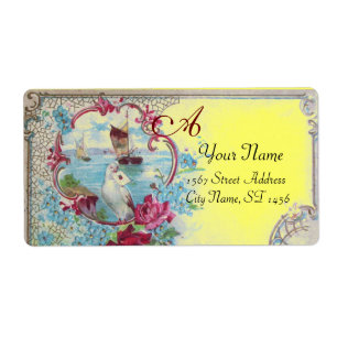 ÉTIQUETTE ROMANTICA, FLORAL BEACH MONOGRAM MARIAGE JAUNE
