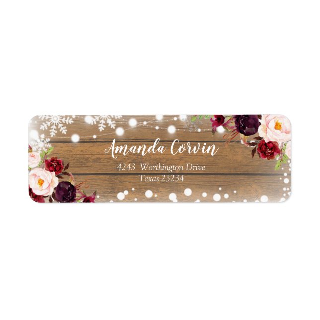 Étiquette Romantique Floral Rustique Adresse de retour (Devant)