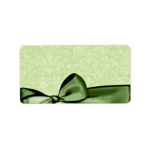 Étiquette Romantique Olive Green Faux Satin Bow Wedding Favo