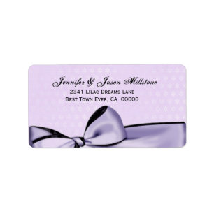 Étiquette Romantique Pastel Purple Bow & Mariage damassé Éti
