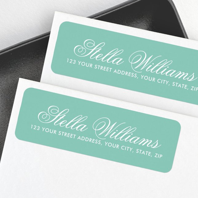 Étiquette Romantique pastel vert calligraphie adresse de scr (Romantic pastel green calligraphy script address label)