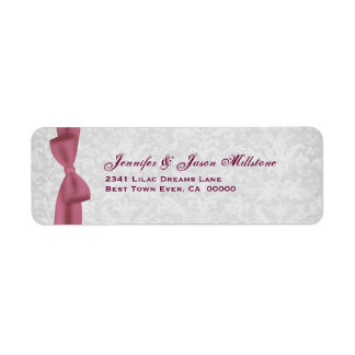 Étiquette romantique Pink Bow et Silver Mariage da