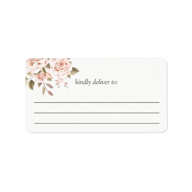 Étiquette Romantique Shabby Chic Coral Roses Grande écriture (Devant)
