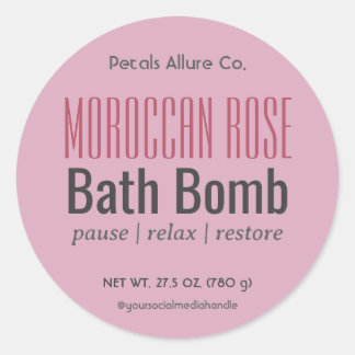 Étiquette rond de la bombe rose poussiéreuse moder