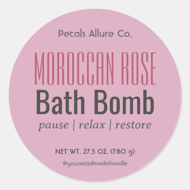 Étiquette rond de la bombe rose poussiéreuse moder (Devant)