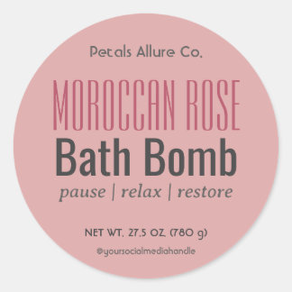 Étiquette rond de la bombe rose sombre moderne min