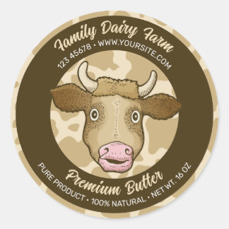 Étiquette rond de vache surpris