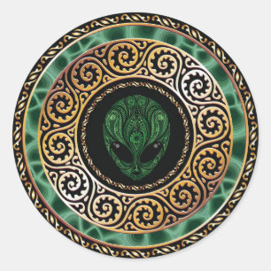 Étiquette ronde Alien vert