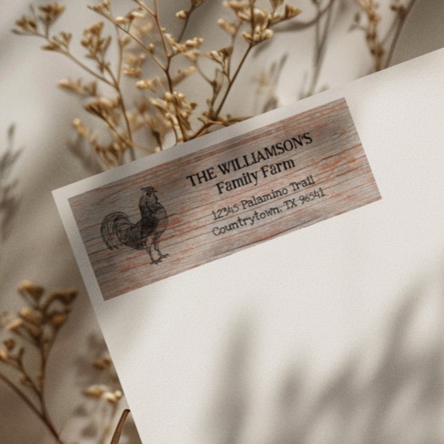 Étiquette Rooster Rustique Vintage Family Farm (Créateur téléchargé)