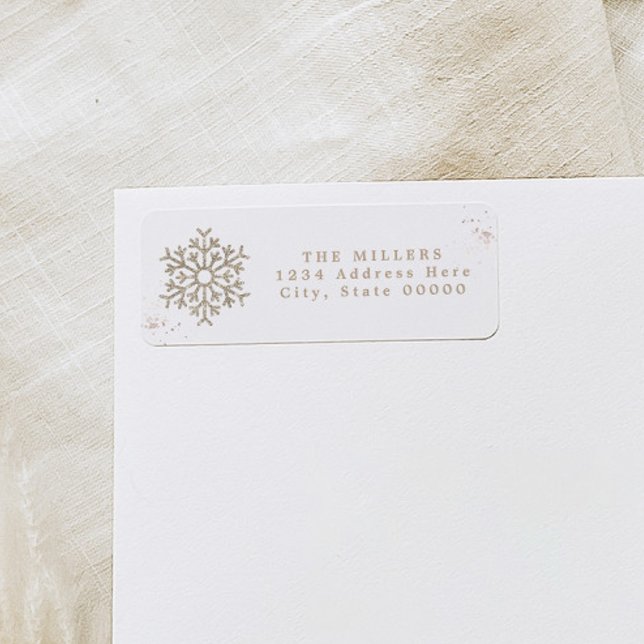 Étiquette RORY Boho Terme Beige Snowflake Adresse hivernale (Créateur téléchargé)
