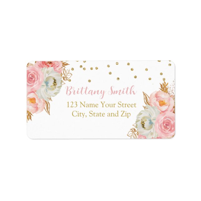 Étiquette Rosa floral y oro (Devant)