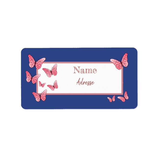 Étiquette Rosa Schmetterlinge Adressaufkleber (Devant)
