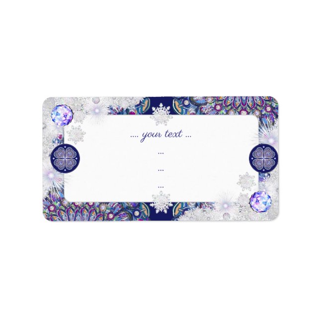 Étiquette Rosace bleue et flocon de neige (Devant)