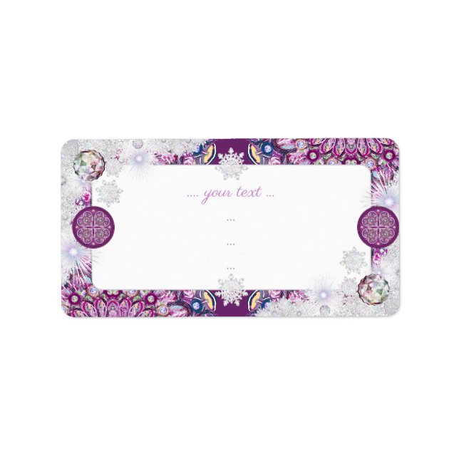 Étiquette Rosace rouge cardinale et flocon de neige (Devant)