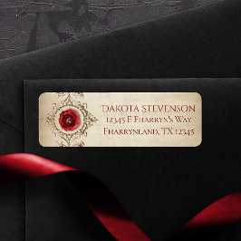 Étiquette Rose à bijoux | Vintage Crimson Red Return Adresse