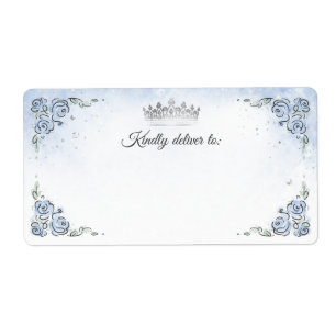 Étiquette Rose bleu clair Silver Princess Crown Shipping