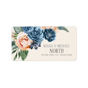 Étiquette Rose Blue/Peach Mariage ID584
