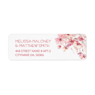Étiquette Rose Boho Floral Blanc |  Mariage