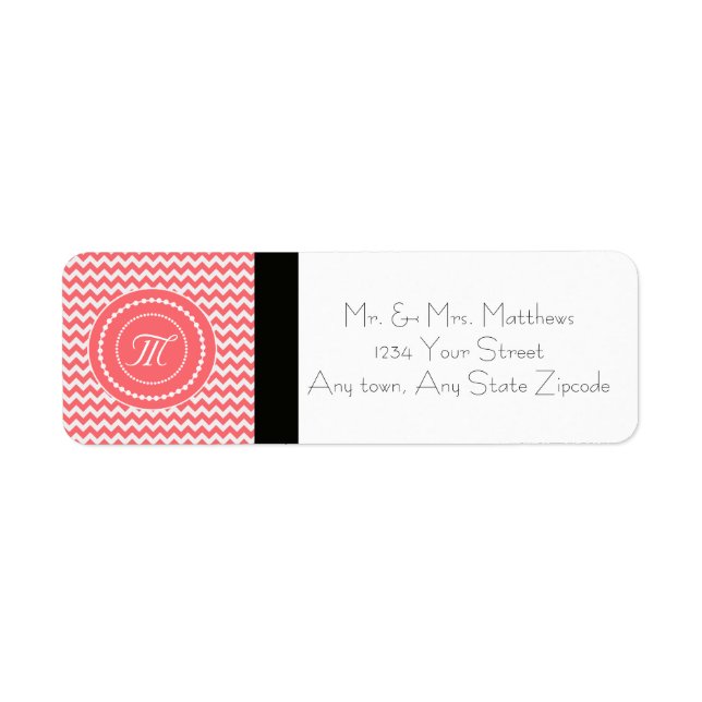 Étiquette Rose Chevron Monogrammé (Devant)
