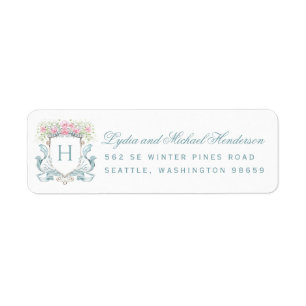 Étiquette Rose Crest Script Mariage Adresse de retour